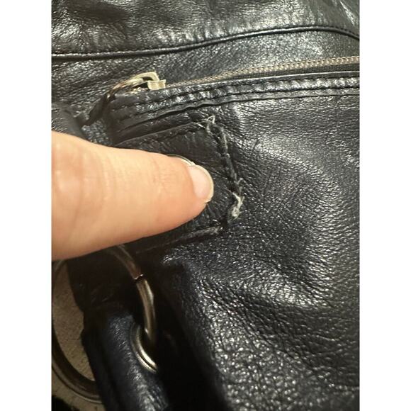 The Sak Black Leather Crossbody Purse Hobo Western Adjustable Strap Biker Zipper - Picture 8 of 13